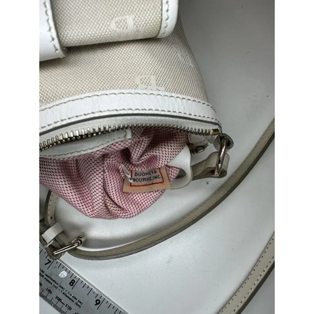 DOONEY & BOURKE Signature Canvas Gray & White Leather Trim Carrier Crossbody Bag